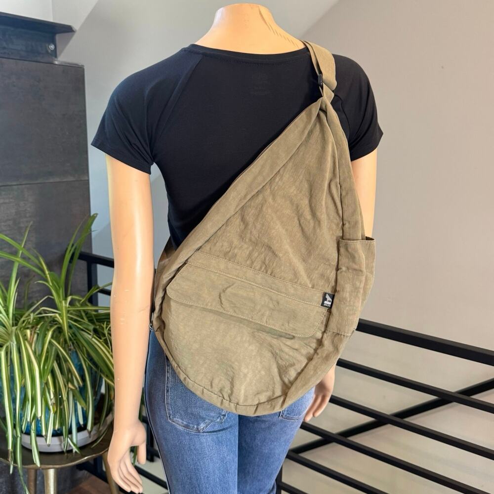 Vintage AmeriBag Healthy Back Bag Olive Green Nylon Sling Backpack 18” Kingston